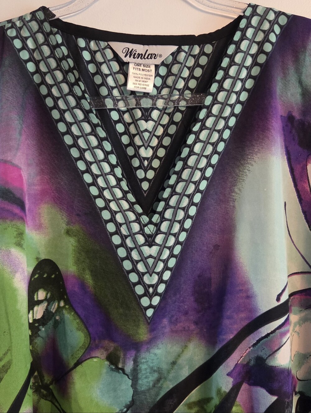 WINLAR Vintage Butterfly Print Kaftan Mumu One Size - Picture 5 of 7